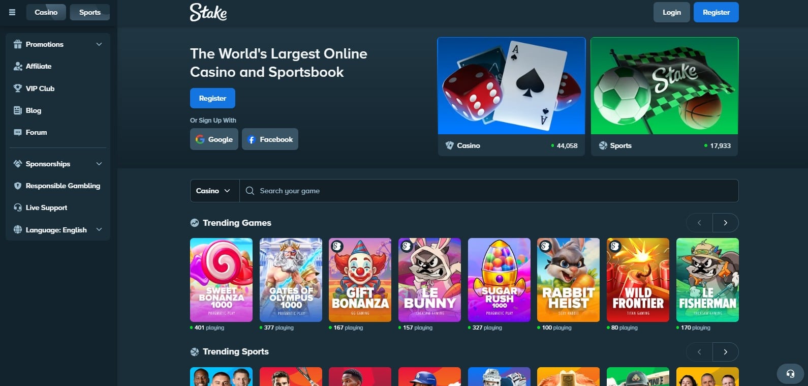 Stake Casino Screenshot